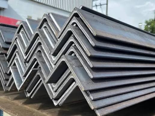 Angle bars stacked on a pallet