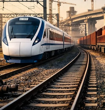 Railway tracks and train
